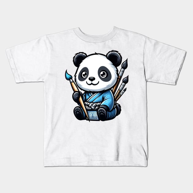 Artist panda Kids T-Shirt by Japanese Fever